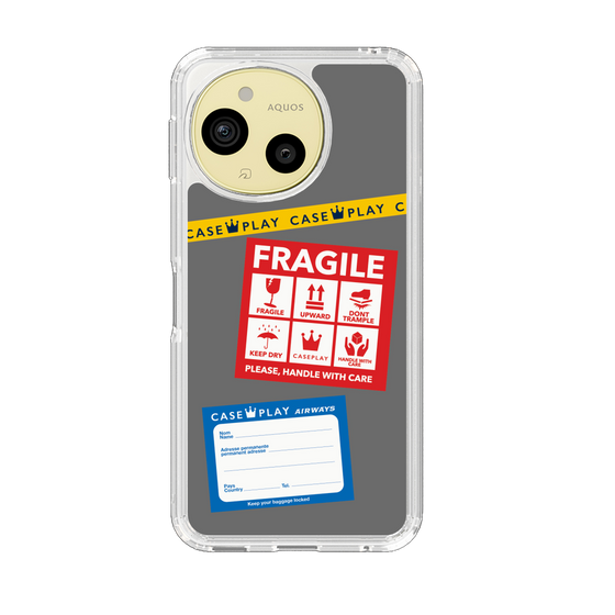 Slim Protection Case［ FRAGILE Stickers - Gray ］