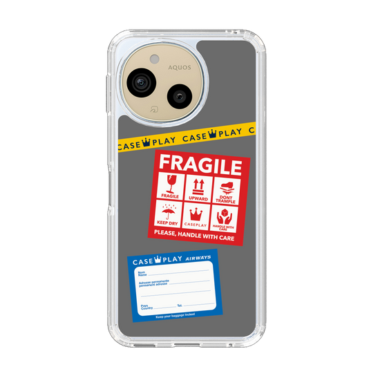 Slim Protection Case［ FRAGILE Stickers - Gray ］