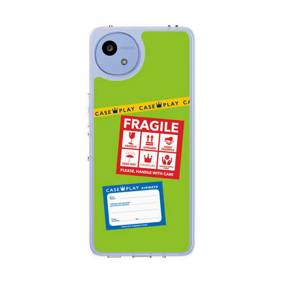 Slim Protection Case［ FRAGILE Stickers - Green ］
