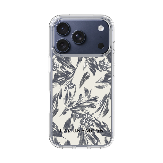 Slim Protection Case［ LAGUNAMOON - BotanicalJacquard - White×Black ］