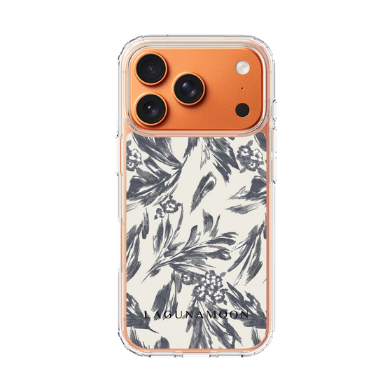 Slim Protection Case［ LAGUNAMOON - BotanicalJacquard - White×Black ］