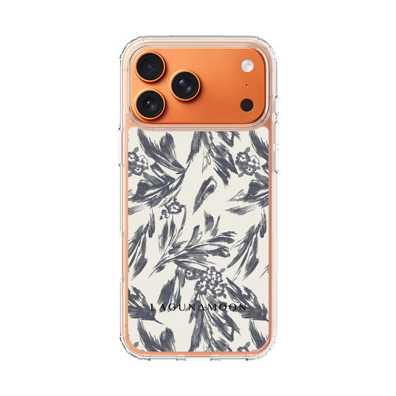 Slim Protection Case［ LAGUNAMOON - BotanicalJacquard - White×Black ］