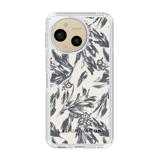 Slim Protection Case［ LAGUNAMOON - BotanicalJacquard - White×Black ］