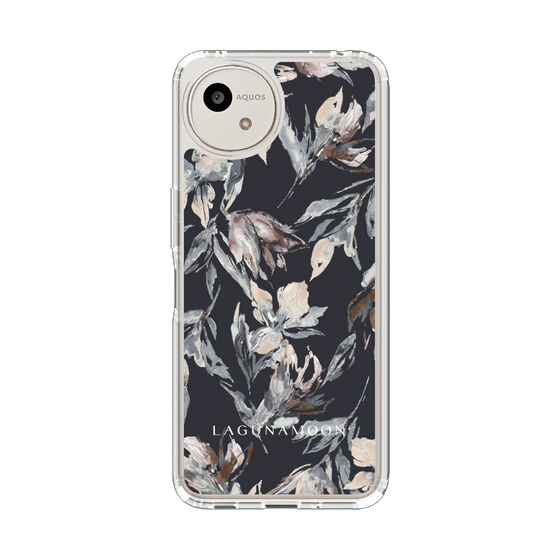 Slim Protection Case［ LAGUNAMOON - NuanceFlower - Navy ］