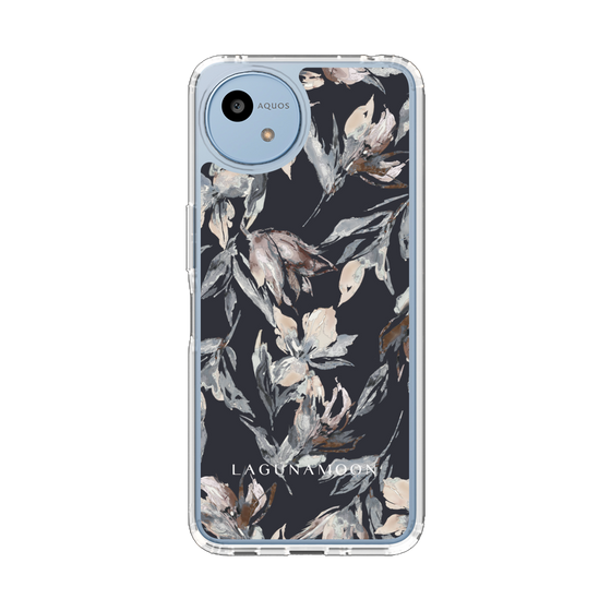 Slim Protection Case［ LAGUNAMOON - NuanceFlower - Navy ］