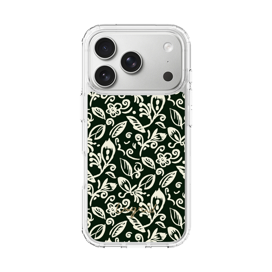Slim Protection Case［ Ungrid - FlowerPrint - Black ］