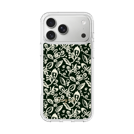 Slim Protection Case［ Ungrid - FlowerPrint - Black ］