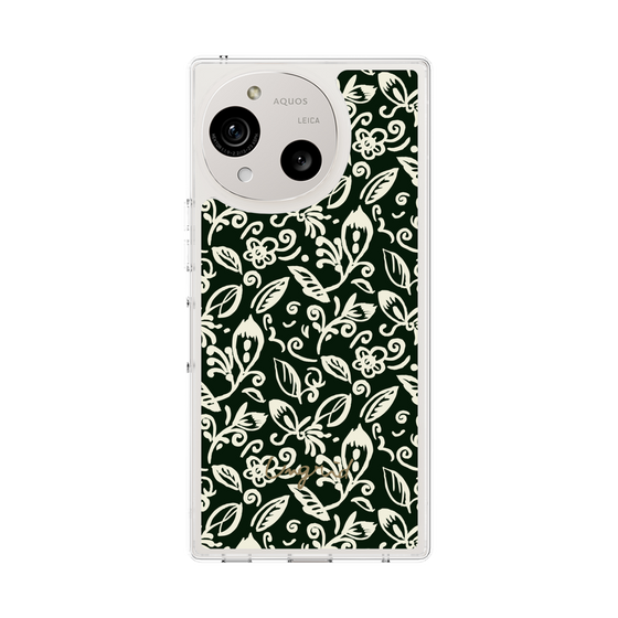 Slim Protection Case［ Ungrid - FlowerPrint - Black ］