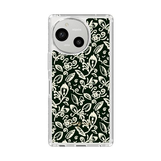 Slim Protection Case［ Ungrid - FlowerPrint - Black ］