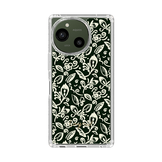 Slim Protection Case［ Ungrid - FlowerPrint - Black ］