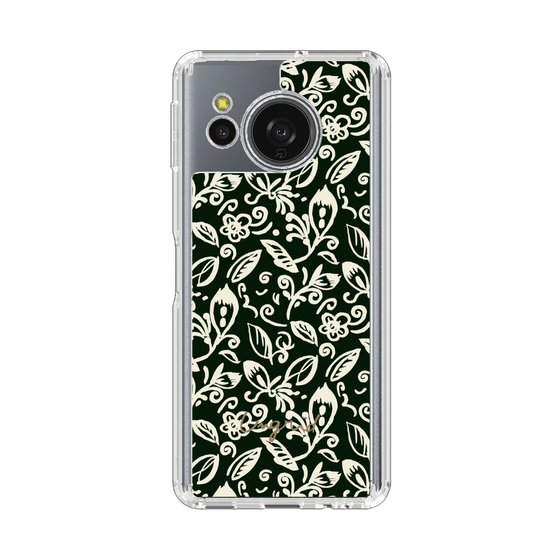 Slim Protection Case［ Ungrid - FlowerPrint - Black ］