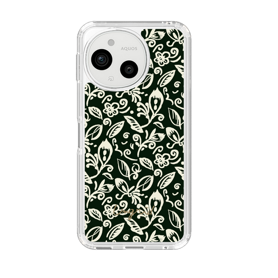 Slim Protection Case［ Ungrid - FlowerPrint - Black ］