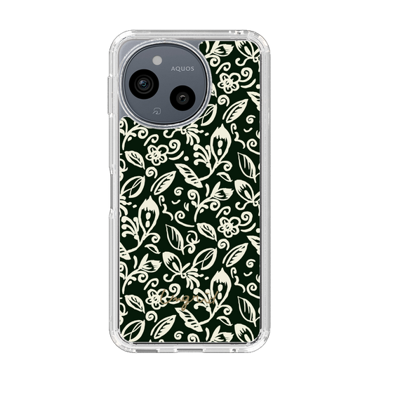 Slim Protection Case［ Ungrid - FlowerPrint - Black ］