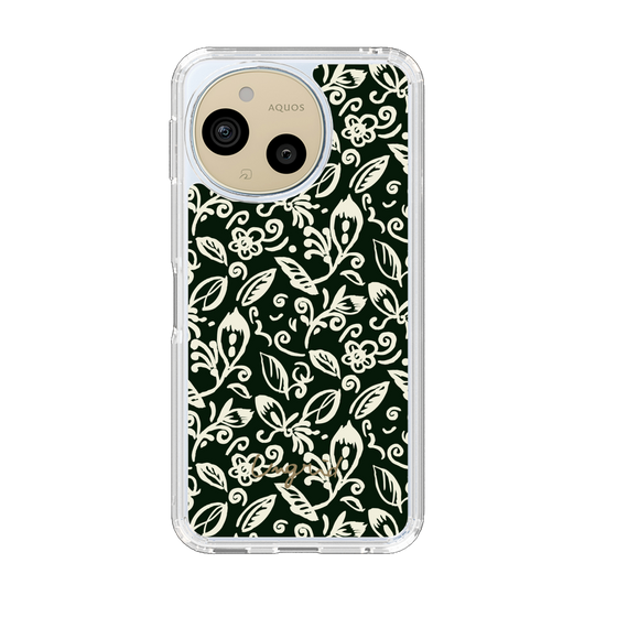 Slim Protection Case［ Ungrid - FlowerPrint - Black ］