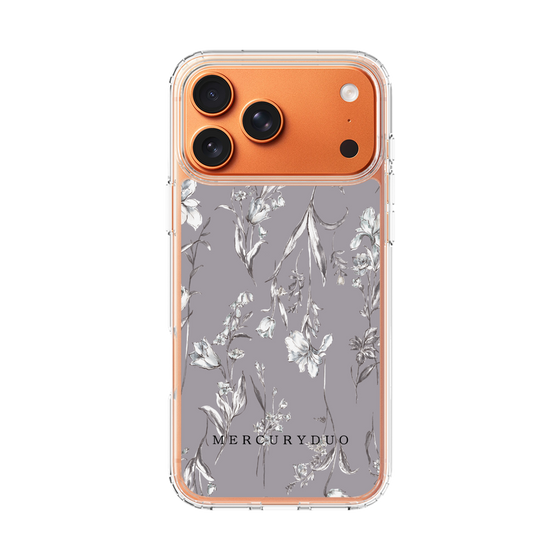 Slim Protection Case［ MERCURYDUO - BotanicalFlower - Grey ］