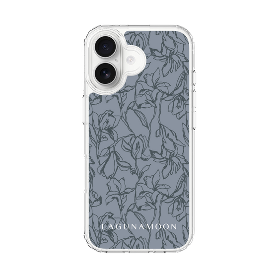 Slim Protection Case［ LAGUNAMOON - FlowerPattern - Dark blue ］