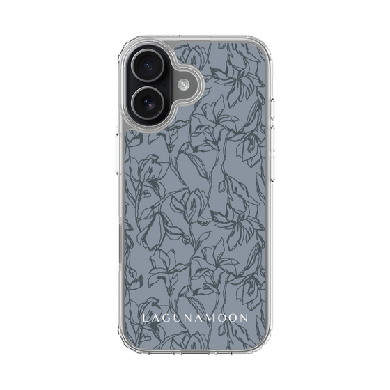 Slim Protection Case［ LAGUNAMOON - FlowerPattern - Dark blue ］