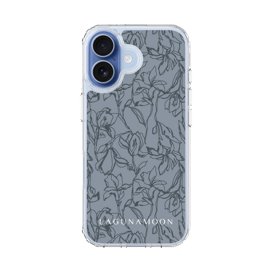 Slim Protection Case［ LAGUNAMOON - FlowerPattern - Dark blue ］