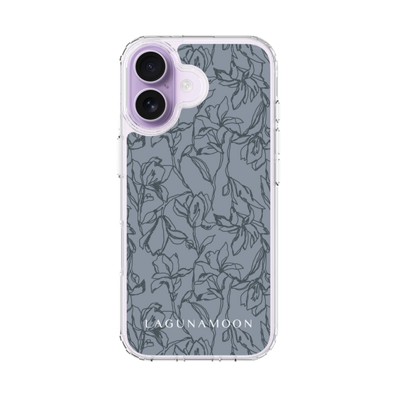 Slim Protection Case［ LAGUNAMOON - FlowerPattern - Dark blue ］