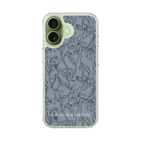 Slim Protection Case［ LAGUNAMOON - FlowerPattern - Dark blue ］