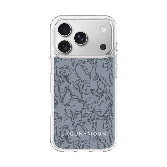 Slim Protection Case［ LAGUNAMOON - FlowerPattern - Dark blue ］