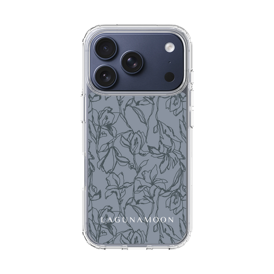 Slim Protection Case［ LAGUNAMOON - FlowerPattern - Dark blue ］