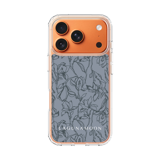 Slim Protection Case［ LAGUNAMOON - FlowerPattern - Dark blue ］