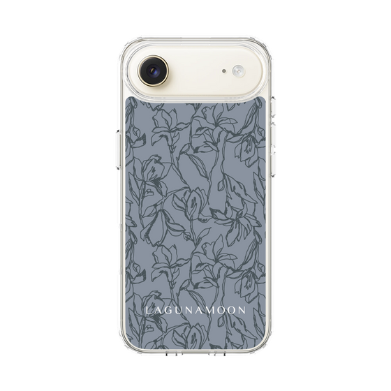 Slim Protection Case［ LAGUNAMOON - FlowerPattern - Dark blue ］