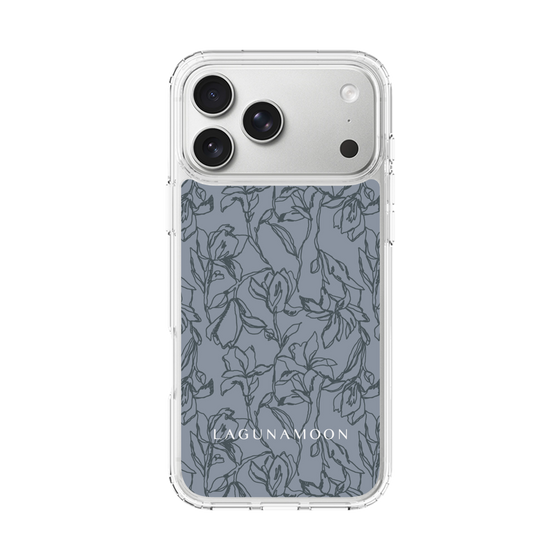 Slim Protection Case［ LAGUNAMOON - FlowerPattern - Dark blue ］