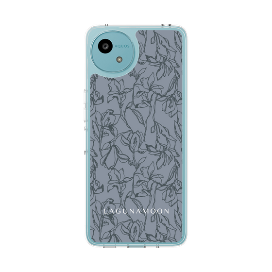Slim Protection Case［ LAGUNAMOON - FlowerPattern - Dark blue ］
