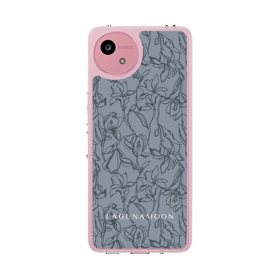 Slim Protection Case［ LAGUNAMOON - FlowerPattern - Dark blue ］