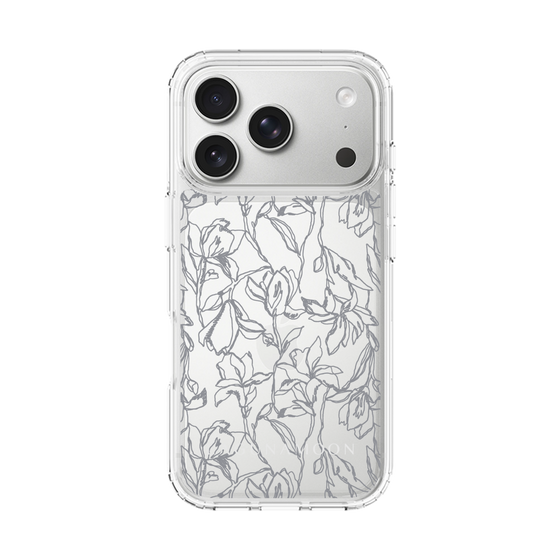 Slim Protection Case［ LAGUNAMOON - FlowerPattern - Clear×Grey ］